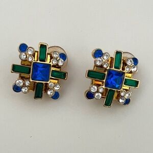 St. John Blue and Green Crystal Earrings